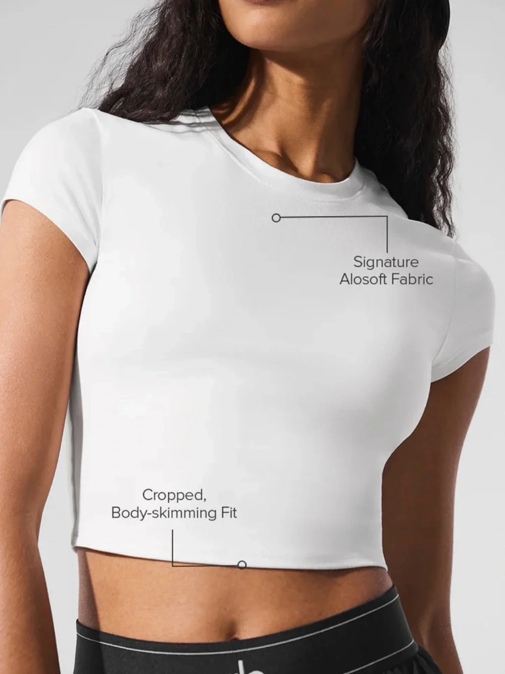 Alo Yoga Women's White Cropped Crewneck Top - Signature Aloft Fabric